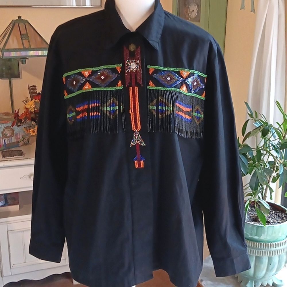Vintage Lew Magram Western Beaded Top.Coastal Cowgirl, Rodeo,  Western